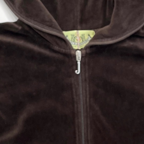 Vintage Juicy Couture Chocolate Brown Velour TrackSuit Pant Suit Hoodie Set - Picture 12 of 13
